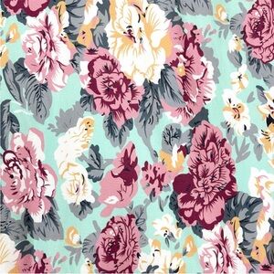 ❤️… Posh Peanut Floral Print Fabric Mint Pink & Roses